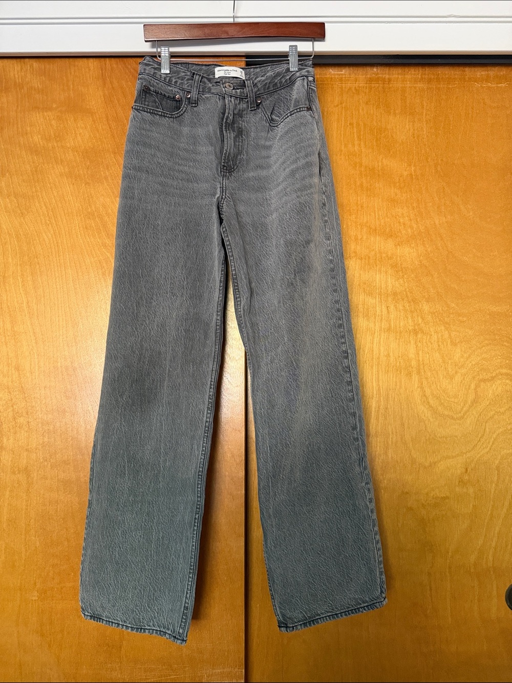 Abercrombie & Fitch Gray High-Rise Wide-Leg Jeans